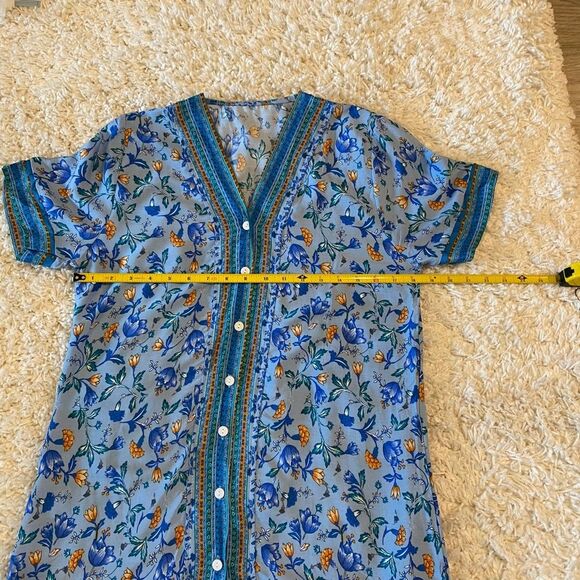 Women's Button Down Floral Dress. Blue. Small. Lightweight. Comfy. ResortWear. - Picture 12 of 15
